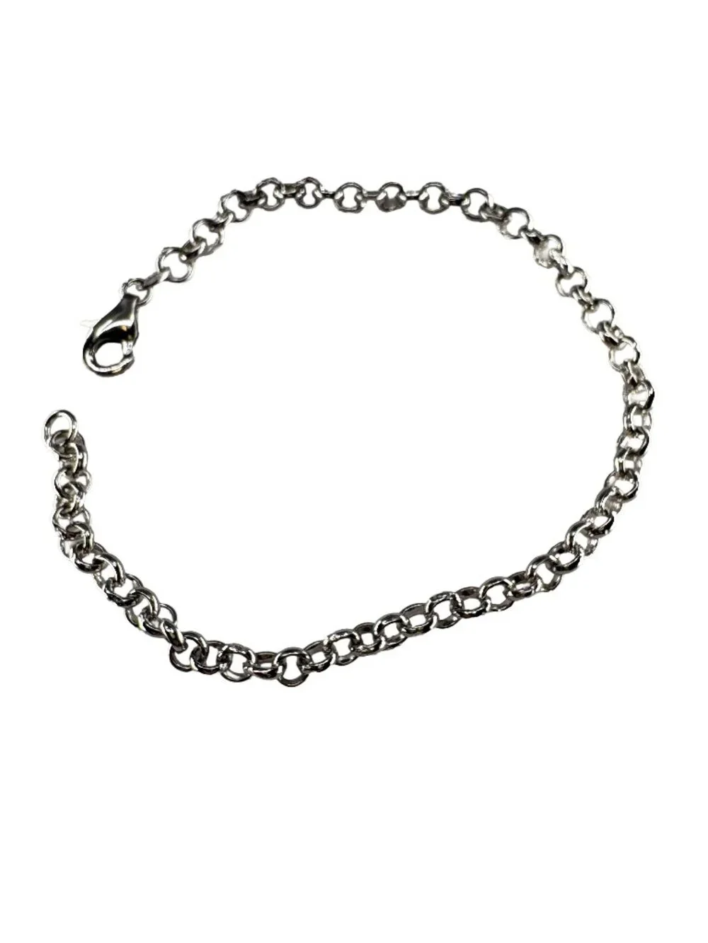 925 Sterling Silver Rolo Chain Bracelet 4mm Round Link Belcher 190mm 5.83g